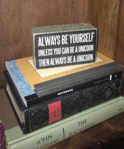 Primitives by Kathy Chevron Trimmed Box Sign,Wood, Paper, 3" x 5", Be A Unicorn 1 18 71MRQ 4bmmL