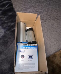 WALI Bullet Dummy Fake Surveillance Security CCTV Dome Camera Indoor Outdoor with one LED Light Warning Security Alert Sticker Decals (TC-S4), 4 Packs, Silver 53 71MSURoH9zL