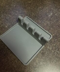 Silicone Spoon Rest for Stove Top with Drip Pad (Two Pack) - Heat Resistant, BPA Free Utensil Rest & Spoon Holder for Kitchen Counter - Grill Utensil Holder for Spatulas, Tongs, Ladles - Grey Medium - 2 Packs Gray 43 71MSVwFJmDL