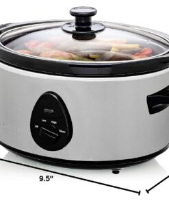 OVENTE Electric Slow Cooker with 3.7 Qt Ceramic Pot and 3 Cooking Settings, Dishwasher-Safe Stoneware, Tempered Glass Lid, Portable Multicooker Perfect for Soups Sauces Stews & Dips, Silver SLO35ABR 3.7 Quart 18 71MSfqI2 KL