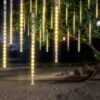 OMGAI LED Meteor Shower Rain Lights - Waterproof Drop Icicle Snow Falling Raindrop 30cm 8 Tubes Cascading Lights for Wedding Xmas Home Décor, WarmWhite Warm White