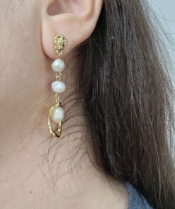 Baroque Pearl Drop 14K Gold Statement Dangle Earrings for Women Modern Irregular Pearl 27 71MUIrwMQL
