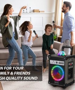 Ankuka Karaoke Machine, Portable Bluetooth Speaker with Disco Lights,Subwoofer PA System with 2 Wireless Microphones for Christmas,Birthday Party 30 71MUOsgzScL