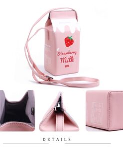 LUI SUI Fruits Banana Strawberry Milk Box Cross Body Purse Bag Women Phone Wallet Shoulder Bags Pink 37 71MVU7BUTFL