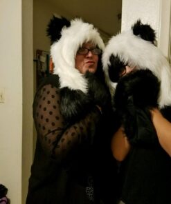 Panda Animal Hood Faux Fur Hat with Warm Scarf Mittens Ears and Paws by HatButik. 23 71MVVj73gTL