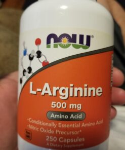 NOW Supplements, L-Arginine 500 mg, Nitric Oxide Precursor*, Amino Acid, 250 Veg Capsules 250 Count (Pack of 1) 28 71MVfspJF0L