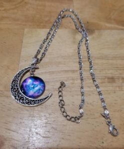 Luvalti Galaxy & Crescent Cosmic Moon Pendant Necklace, Purple Glass, 17.5'' Chain, Great Gift for Women 36 71MWJvLNKL
