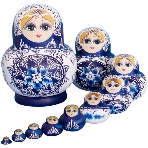 YAKELUS Russian Nesting Dolls Russian Dolls Matryoshka Doll Russian Dolls for Kids for Adults 10 Piece Set Handmade 1070 1070 (10 Piece)