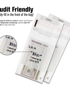 BankSupplies Cash Strap Bags | Case of 1000 Bags | 5 x 9 | Cash & Pawn | Tamper Evident Seal | Easy to Scan Barcode & Tear Off Receipt | for Internal Transfers 5W x 9H | Case of 1000 10 71MX0KMD7zL