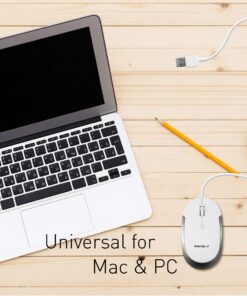 Macally Silent Wired Mouse - Slim & Compact USB Mouse for Apple Mac or Windows PC Laptop/Desktop - Designed with Optical Sensor & DPI Switch - Simple & Comfortable Wired Computer Mouse (White) White with Silver Trim 32 71MX0xMMY6L