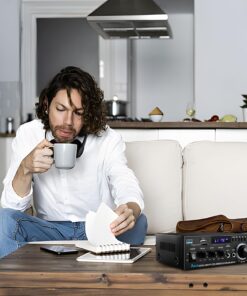 Home Audio Power Amplifier with Bluetooth, 100Wx2 Audio Stereo Receiver, Dmyond Home Amplifiers w/FM Radio USB, AUX, RCA, SD for Home Theater Speakers Audio Stereo, Studio 22 71MXDdn4Y4L