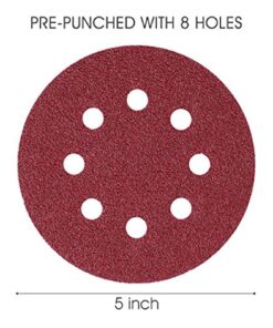 Miady 5-Inch 8-Hole Hook and Loop Sanding Discs 70PCS, 40/80/120/240/320/600/800 Assorted Grits Sandpaper for Aluminum - Pack of 70 70PCS Assort Grit 22 71MXPs5m6OL