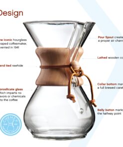 Chemex Pour-Over Glass Coffeemaker - Classic Series - 6-Cup - Exclusive Packaging 21 71MXd5mC9gL