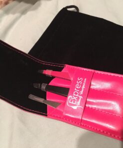 Express Beauty Boutique Tweezers 3pcs Set Pink Case Professional Quality Stainless Steel Precision Eyebrow Tweezer for Ingrown Hair Shaping Eyebrows. 31 71MXekSLVKL