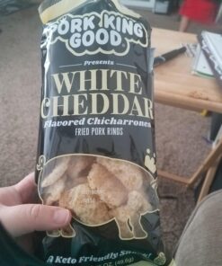 Pork King Good Pork Rinds (Chicharrones) (Variety 4 Pack: White Cheddar/Onion & Sour Cream) Variety Pack: White Cheddar / Onion & Sour Cream 1.75 Ounce (Pack of 4) 11 71MY1k58dL