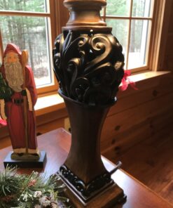 Regency Hill Exeter Traditional Style Table Lamps 30" Tall Full Size Set of 2 Bronze Wood Carved Leaf Creme Rectangular Bell Shade Decor for Living Room Bedroom House Bedside Nightstand Office 43 71MYZ5b8smL 1