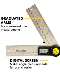 General Tools Digital Angle Finder Ruler #822 - 5" Stainless Steel Woodworking Protractor Tool with Large LCD Display 5-Inch 23 71MYyhDgPvL