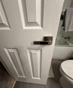 Probrico Square Satin Nickel Bedroom and Bathroom Privacy Door Levers Lockset Keyless Door Locks Handles, Pack of 10 10 Pack Brushed Nickel 19 71MZ17yxYnL