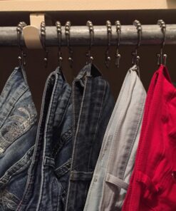 Utopia Bedding Shower Curtain Hooks Rings, Rust-Resistant Metal Double Roller Glide Shower Hooks for Bathroom Shower Rods Curtains, Set of 12 - Chrome 37 71MZ9aYfARL