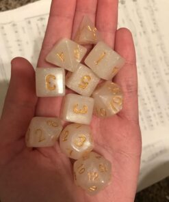 Elven White RPG D&D Dice Set: 7 + 3d6 = 10 polyhedral die plus bag! by Dave's Dice 17 71MaEEYcmmL