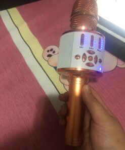 Ankuka Karaoke Microphone for Kids, Bluetooth Karaoke Microphone with LED Lights,Portable 4 in 1 Wireless Microphone Toys Christmas Birthday Gift Home Party Kids Toys for Girls Boys Adults(Rose Gold) Rose Gold 41 71MaZGecsRL