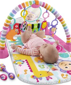 Fisher-Price Baby Gift Set Deluxe Kick & Play Piano Gym & Maracas,Playmat & Musical Toy with Smart Stages Learning Content plus 2 Rattles (Amazon Exclusive) Kick N Play Pink + Maracas 15 71MaiOIElOL