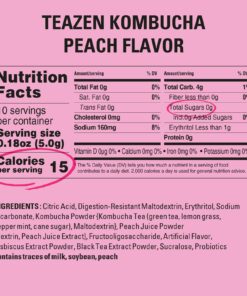 Teazen Kombucha Tea, Zero Sugar, Sparkling Fermented Powdered Mix Beverage from Korea, Live Probiotics & Prebiotics, 10 Sticks, 1.76oz (Peach) Peach 12 71Map7S9UsL