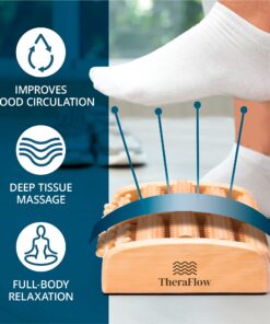 TheraFlow Foot Massager - Relaxation Gifts for Women, Mom, Runners, Men, Dad - Plantar Fasciitis Relief - Foot Roller for Foot Pain, Neuropathy, Heel Spur Pain, Stress Relief, Wooden Reflexology Tools Single Reflexology 18 71McLWU8S5S