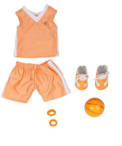 Dress Along Dolly Basketball Uniform Outfit for 18" Girl Dolls (8 Piece Set) - Includes Premium Handmade Doll Clothes & Accessories- Costume Sports Apparel for Doll, Gift for Girls Kids Birthday 20 71McOmgWm8L