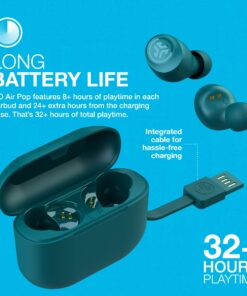 JLab Go Air Pop True Wireless Bluetooth Earbuds + Charging Case, Teal, Dual Connect, IPX4 Sweat Resistance, Bluetooth 5.1 Connection, 3 EQ Sound Settings Signature, Balanced, Bass Boost 26 71McRSSZ7NL