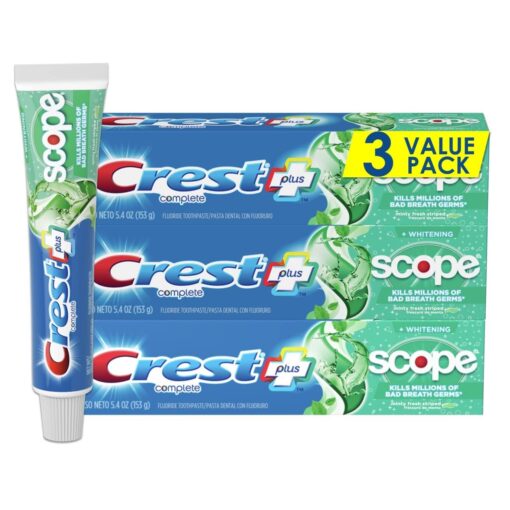 Crest + Scope Complete Whitening Toothpaste, Minty Fresh, 5.4 Oz (Pack of 3) Pack of 3