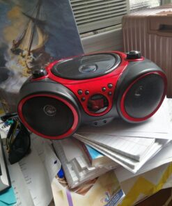 JENSEN CD-490 Portable Stereo CD Player with AM/FM Radio and Aux Line-In, Red and Black 20 71Md9GAhM5L