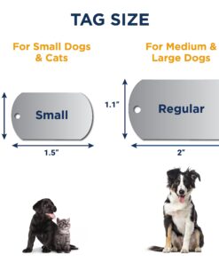 GoTags Stainless Steel Pet ID Tags, Personalized Dog Tags and Cat Tags, up to 8 Lines of Custom Text, Engraved on Both Sides, in Bone, Round, Heart, Bow Tie and More Rectangle Regular (Pack of 1) 23 71Mdz7MofjL