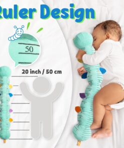 LIGHTDESIRE Baby Toys Musical Caterpillar,Infant Toys Stuffed Animal Toys with Ruler Design and Ring Bell,Baby Teething Toys for Tummy Time Newborn Boys Girls 0 3 6 12 Months(Blue) Blue With Teether 11 71MfGaNbeL
