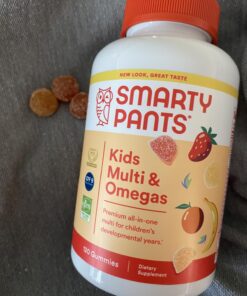 SmartyPants Kids Multivitamin Gummies: Omega 3 Fish Oil (EPA/DHA), Vitamin D3, C, Vitamin B12, B6, Vitamin A, K & Zinc for Immune Support, Gluten Free, Three Fruit Flavors, 120 Count (30 Day Supply) Kids Formula 120 Count (Pack of 1) 39 71MfxJxF9iL 1