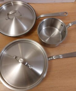 Made In Cookware - 10 Piece Stainless Steel Pot and Pan Set - 5 Ply Clad - Includes Stainless Steel Frying Pans, Saucepans, Saucier and Stock Pot W/Lid - Professional Cookware - Made in Italy 10-Piece (Stainless Steel) 85 71MgpYT0KFL