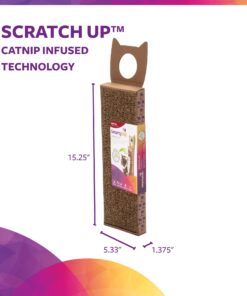 SmartyKat Scratch Up Corrugated Hanging Cat Scratcher, Catnip Infusion Technology - Brown, Single Wide Scratch Up (Catnip Infused) Single Pack 23 71MjTdj cKL