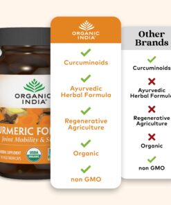 ORGANIC INDIA Turmeric Curcumin Herbal Supplement - Joint Mobility & Immune System Support, Healthy Inflammatory Response, Whole Root Supplement, Organic Trikatu, USDA Certified Organic - 90 Capsules 90 Count (Pack of 1) 15 71MjWJQARPL