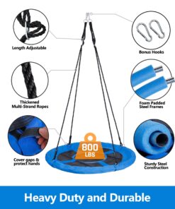 Alternative view of SUPER DEAL 40 Inch Blue Saucer Tree Swing Set for Kids Adults 800lb Weight Capacity Waterproof Flying Swing Seat Textilene Fabric with Adjustable Hanging Ropes for Outdoor Playground, Backyard