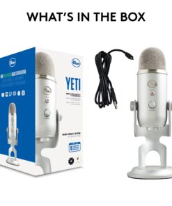 Logitech for Creators Blue Yeti USB Microphone for Gaming, Streaming, Podcasting, Twitch, YouTube, Discord, Recording for PC and Mac, 4 Polar Patterns, Studio Quality Sound, Plug & Play-Silver 31 71MjptSZdrL