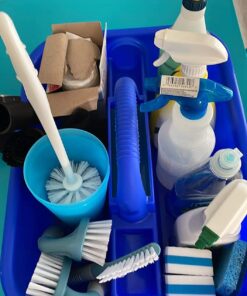 Akro-Mils 09185 Plastic Tote Tool & Supply Cleaning Caddy with Handle, (18-3/8-Inch x 13-7/8-Inch x 9-Inch), Blue (09185BLUE) Tote Caddy 31 71MlbWgH8L