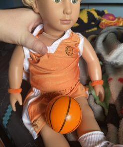 Dress Along Dolly Basketball Uniform Outfit for 18" Girl Dolls (8 Piece Set) - Includes Premium Handmade Doll Clothes & Accessories- Costume Sports Apparel for Doll, Gift for Girls Kids Birthday 24 71MlwX8GBIL 1