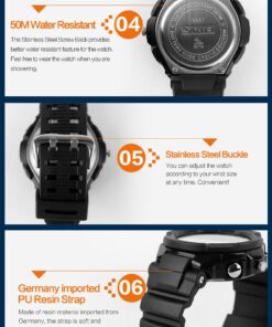 FANMIS Unisex Sports Watches Military Analog Digital Display Watch Multifunction Dual Time Alarm Stopwatch Backlight 50M Waterproof Outdoor Sports Watch black 15 71Mm5Tc1lYL