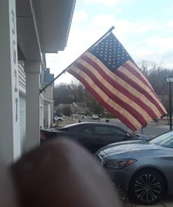 ANLEY Vintage Style Tea Stained American US Flag 3x5 Foot Nylon - Embroidered Stars and Sewn Stripes - 4 Rows of Lock Stitching - Antiqued USA Banner Flags with Brass Grommets 3 X 5 Ft 39 71Mm86Axz4L