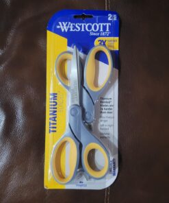Westcott 13901 8-Inch Titanium Scissors For Office and Home, Yellow/Gray, 2 Pack 31 71MmmLlE5OL