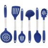Culinary Couture 6-Piece Stainless Steel & Silicone Kitchen Utensils Set, Silicone Cooking Utensils, Heat Resistant Kitchen Cooking Utensils Set, Includes a Bonus Recipe E-Book, Blue 6 Piece - Large 24 71MnYouPHdL 1