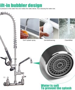 CWM Commercial Sink Faucet with Sprayer 36 inch Commercial Faucet Pre Rinse Sprayer 8 inch Wall Mount Center with 12 inch Add on Spout 15 71MnuVytiGL