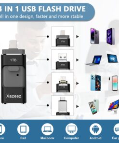 1000GB Flash Drive for Phone, USB 3.0 Photo Stick Compatible with Phone/Pad/Android/PC, External Flash Expandable Photo Storage Drive, Drive Memory Stick Photosticks for Pictures, Black 1000GB-BLACK 7 71MnxUMwH9L