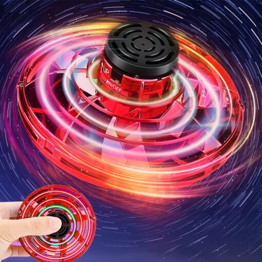 Flying Spinner Mini UFO Drone, Ifly Spinner Fly UFO Flying Fidget Spinner, iFly Hand Controlled Boomerang Drone Cool Toys Gifts for 8 9 10+ Year Old Boys Girls Teens Indoor Outdoor Toys (Red) Red