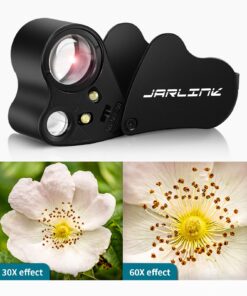 JARLINK 30X 60X Illuminated Jewelers Loupe Magnifier, Foldable Jewelry Magnifier with Bright LED Light for Gems, Jewelry, Coins, Stamps, etc Black 23 71MpqYtduRL